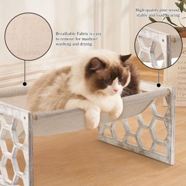 Wooden Cat Bed Breathable Elevated Cat Dog Bed Farmhouse Rustic Floor Mounted Pet Rest Play Hammocks Indoor Outdoor Portable Cat Bed