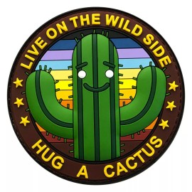 Live On The Wild Side Hug Cactus Hook Patch [3D-PVC Rubber-3.0 inch -HC1]
