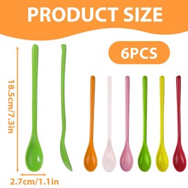 HAMKU Pack of 6 Egg Spoons, Plastic, Colourful, Length Plastic Spoons, Coffee Spoons, Egg Spoons, Dessert Spoons, Ice Cream Spoons, Plastic, Small
