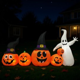 Halloween Inflatable Pumpkins Ghost Outdoor Decor LED Lighted Lawn Decoration Yard Decoration Holiday Decor 8FTdefault: default title