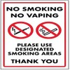 V Safety No Smoking No Vaping/Please Use Designated Smoking Area