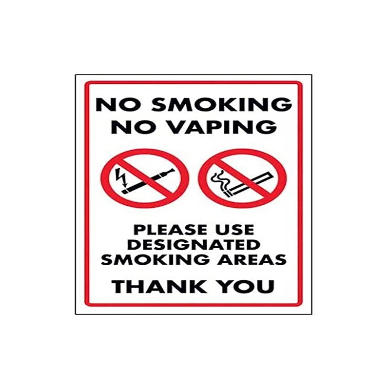 V Safety No Smoking No Vaping/Please Use Designated Smoking Area