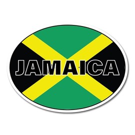2 x 10cm Jamaica Oval Flag Vinyl Stickers - Jamaican Travel Holiday World Country Location Car Vehicle Decal Scrapbook Sticker #82412