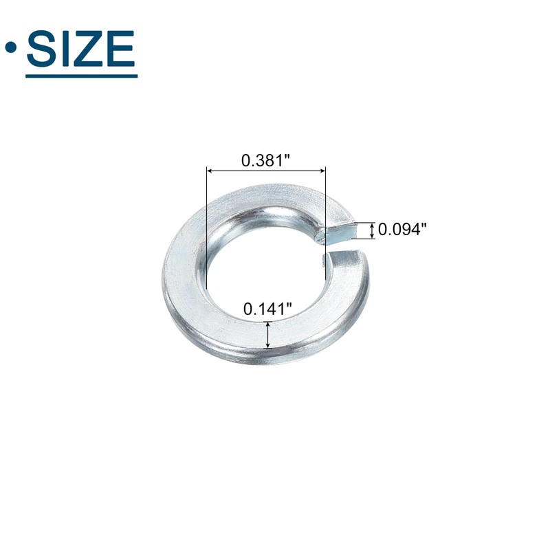 sourcing map 3/8" Split Lock Washer, 50Pcs Carbon Steel Spring