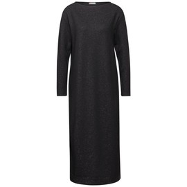 Street One Women's Party Shiny Rib Dress Solid, black