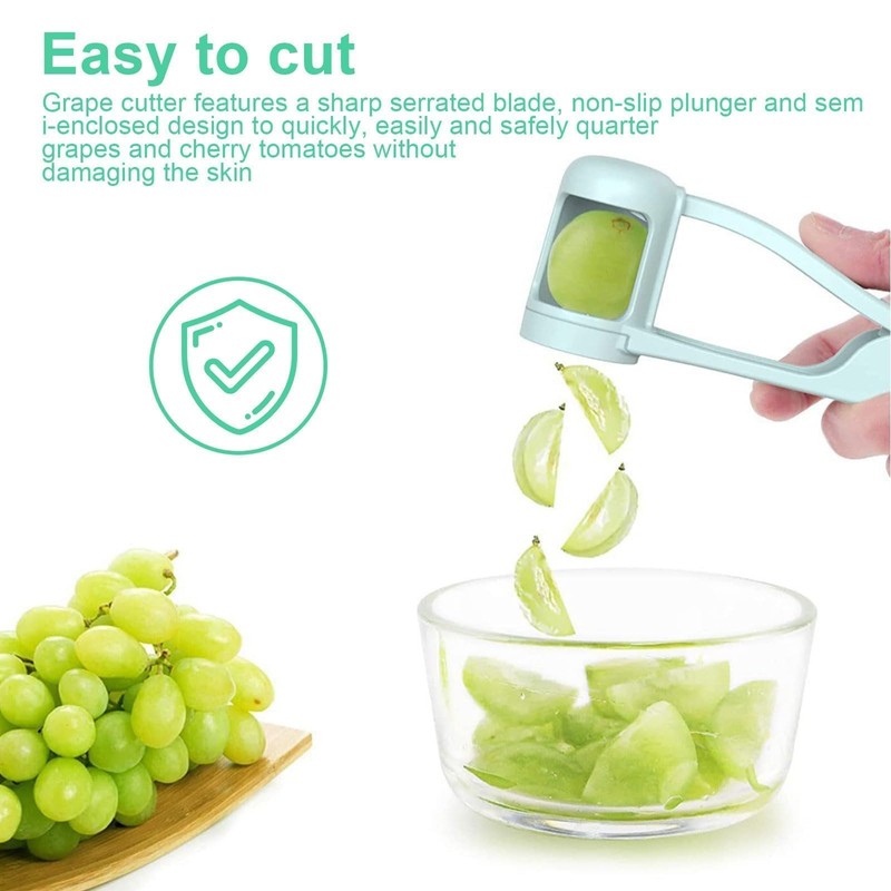 LERANXIN Fruit Slicer Stainless Steel Grape Slicer with 4 Column