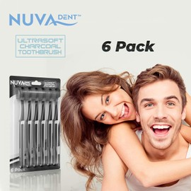 Nuva Dent Charcoal Toothbrushes - Charcoal Toothbrush Soft, Activated Charcoal Toothbrush Super Soft, Toothbrush Charcoal, Teeth Whitening Charcoal Tooth Brush - Adults & Kids - 6 pc, Extra Gentle