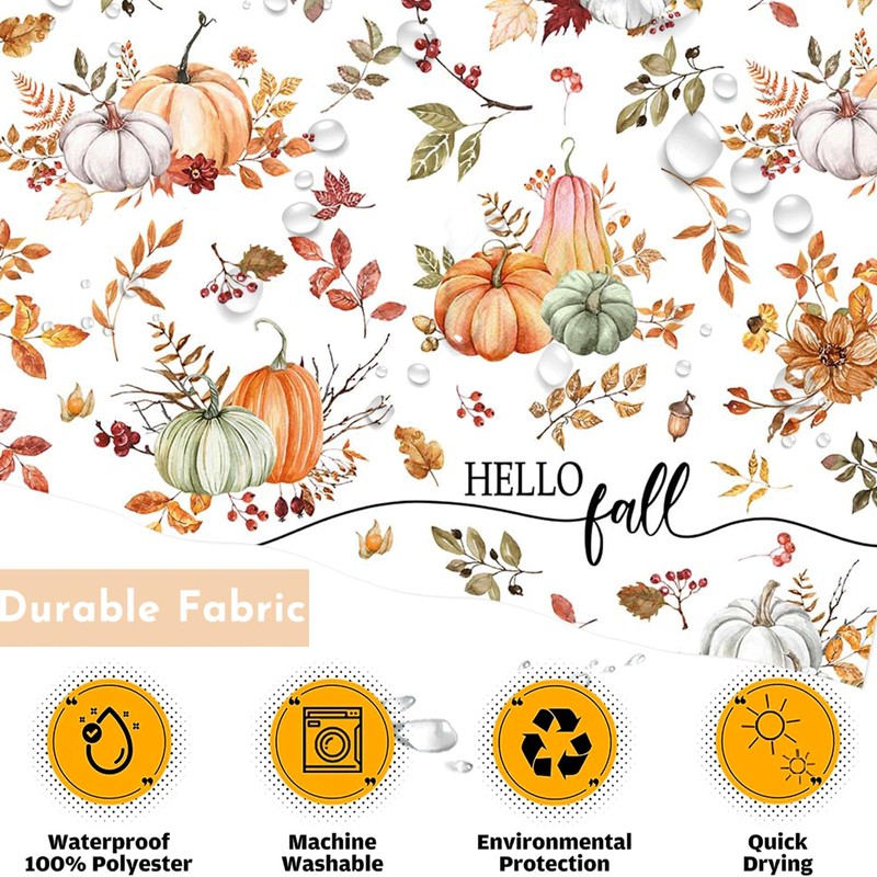 Lindameler Fall Pumpkin Shower Curtain for Bathroom, Autumn Fallen Maple