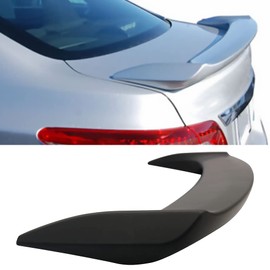 IKON MOTORSPORTS, Trunk Spoiler Compatible with 2013-2019 Nissan Sentra 4-Door Sedan, Factory Style Unpainted Black ABS with Brake Light Lip Wing Deck Lid
