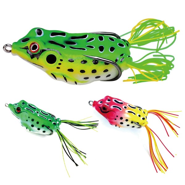 3 Pcs fishing lures, Soft Frog Fishing Lures with 3D