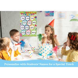 WhatSign Classroom Birthday Chart - Happy Birthday Poster Birthday Calendar Wall for Reusable Classroom Chart Laminated Bulletin Board Decorations Back to School Supplies