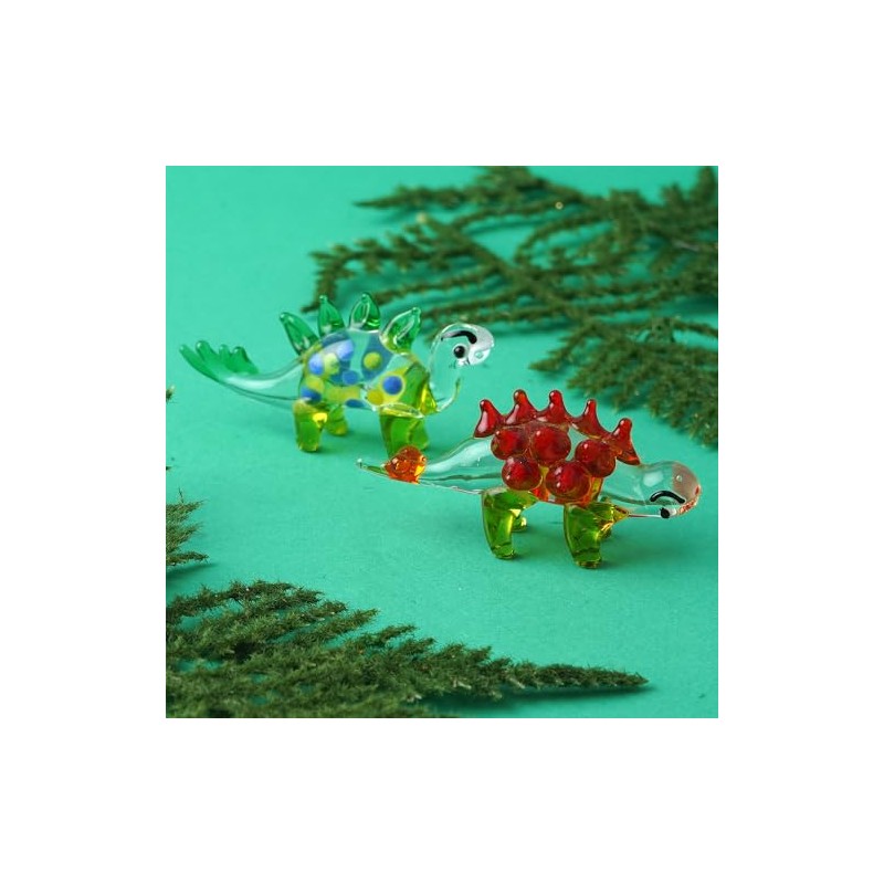 CGB Giftware | 2 Assorted Red/Green Glass Dinosaur Animal Ornament