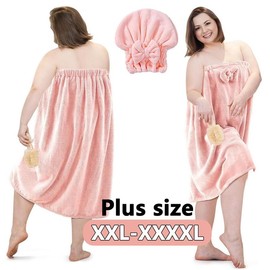 Bath Skirt & Shower Cap Set, 2 Counts/set Adjustable Velcro Large Bath Skirt & Hair Drying Cap, Bath Towel, Bathroom Towel, Bathing Accessories for Home Travel, Christmas Gift - Color: Pink, Specification: 2 Counts/set