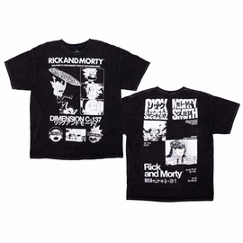 Ripple Junction Rick and Morty Black and White Japanese Panels Men's Graphic T-Shirt Mineral Wash Black X-Large