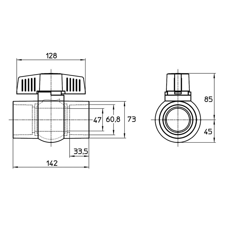 SANEI PVC Ball Valve Resin Irrigation Agriculture Nominal 50 VXH62-50-ZA