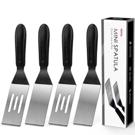 Espátula pequeña profesional, juego de 4 espátulas de metal de acero inoxidable, cortador y volteador de servir para cocina, voltear o cocinar para brownie, galletas, lasaña, panqueques o pastel