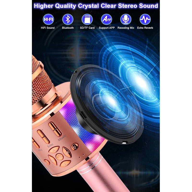 BONAOK Karaoke Microphone Bluetooth, 4 in 1 Wireless Karaoke Microphones,