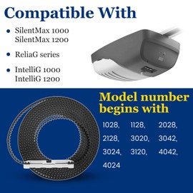 37561R.S Belt Fit 7 ft Garage Door, Compatible with Genie Silentmax 1000, Silentmax 1200, Intellig 1000, Intellig 1200, Replacement Genie Garage Door Opener Belt and Bullet Assembly