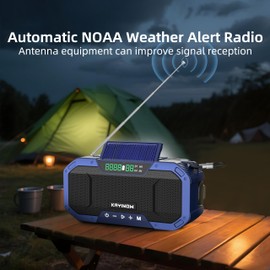 Emergency Weather Radio with Bluetooth,AM/FM/NOAA,Survival Radio Solar Crank,5000mAh Battery Power,IPX5 Waterproof,Portable and Shock-Resistant,Flashlight and SOS for Home Outage Storm Emergencies