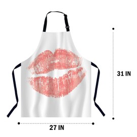 Xuwenz Pink Lips Waterproof Apron Kitchen Chef Aprons Bibs for Grooming Cooking Baking Painting Gardening