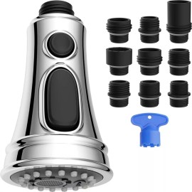 Hibbent Kitchen Faucet Head Replacement, Pull Down Faucet Spray Head, 3 Function