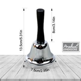 Hand Bell Wooden Handle Call Bell Handheld Warehouse School Reception Wedding Events Hotel Dinner Counter Attention Loud Butler Service Christmas Santa Bells Xmas Accessory(1Pc)
