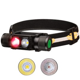 Sofirn LED Head Torch with Red Light, Rechargeable Headlamp D25LR Super Bright Head Light USB C Torch Headlamps with 90 High CRI Bright White and 660 nm Deep Red Light for Jogging, Camping