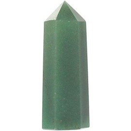 Angelstones Natural Green Aventurine Gemstone Crystal Hexagonal Pointed Reiki Chakra Faceted Prism Wand Stone Home Decor