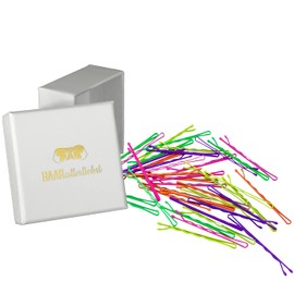 HAARallerliebst Bobby Pins Hair Clips (Pack of 40 | Neon | 5 cm) with Box for Storage (Box Colour: White)