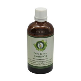 R V Essential Pure Jojoba Carrier Oil 100ml (3.38oz)- Simmondsia Chinensis (100% Pure and Natural Cold Pressed)