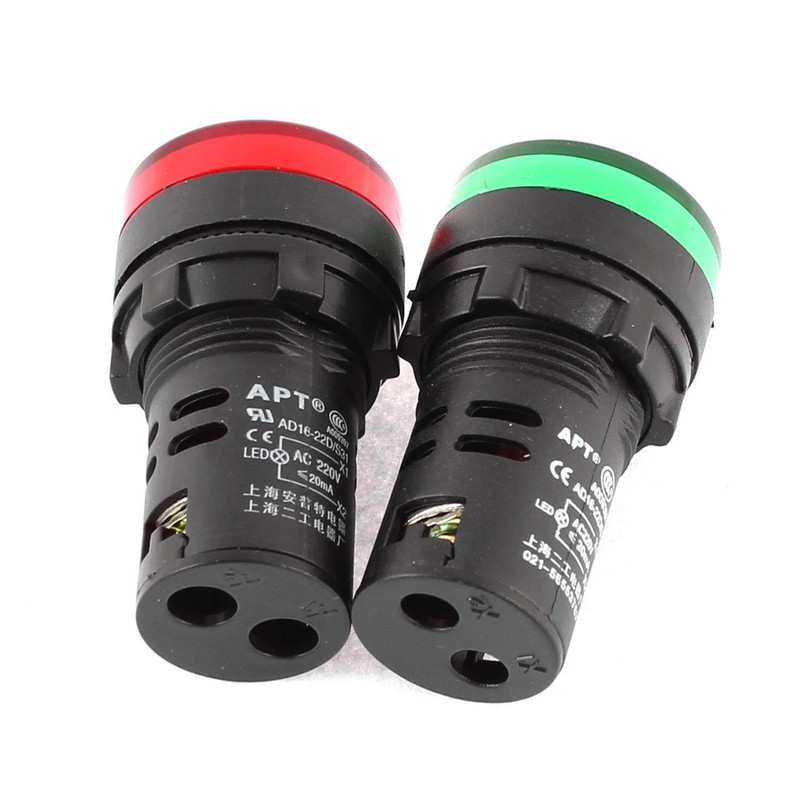sourcingmap AC 220V Red Green Circuit LED Indicator Pilot Signal