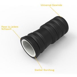 Universal Shisha Hose Adapter - Matte Black for Standard Shisha by AMY, Dilaw, NP-S, Kaya, SKS, 4 Stars, Caesar etc., Adapter Including Ball and Rubber Seal