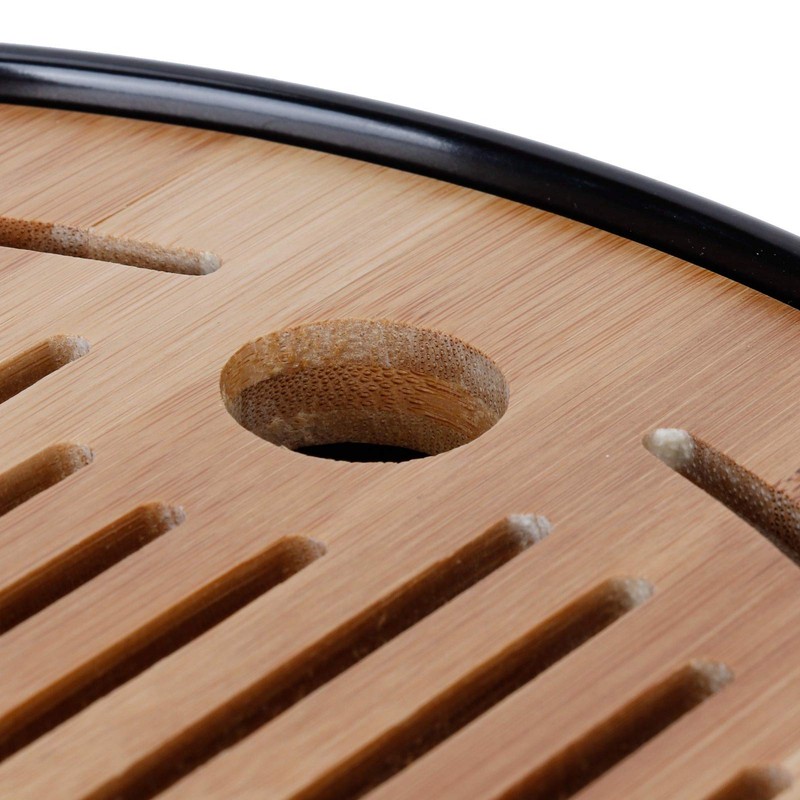 Bamboo Tea Tray, Portable Round Dry Tea Tray, Multifunctional Tea