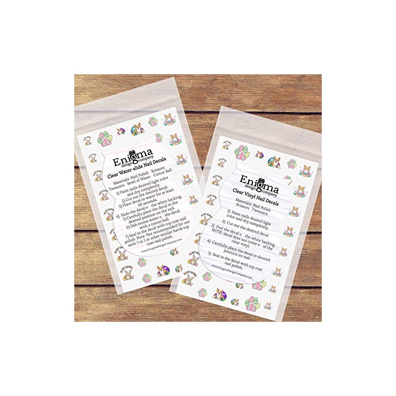 Corgie Easter Clear Water-Slide Nail Designs