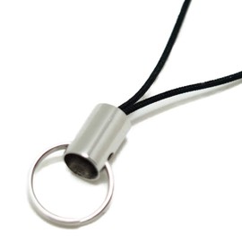 (10 pieces) Strap parts with cans, pine needles, double rings (black)
