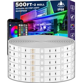 LETIANPAI 500ft Outdoor LED Strip Lights Waterproof 1 Roll,IP68 Outside Led Light Strips with App and Remote,Music Sync RGB Exterior Rope Self Adhesive Back for Deck,Balcony,Pool