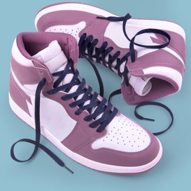 Miscly Flat Waxed Cotton Boot Laces Shoelaces [1 Pair] 1/4″ Wide (Navy Blue, 36" (91 cm))