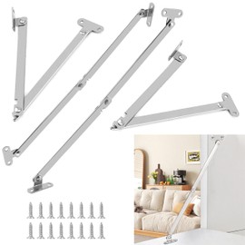 4 Pcs Drop Down Hinges, Cabinet Lid Stay Folding Hinges, 180 Degree Hinges Lid Support Hinges, Flap Hinges, Soft Close Furniture Kitchen Cabinet Cupboard Wardrobe Door Hinges, with Screws