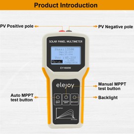 iSunergy Upgrade 1600W Solar Panel Portatil Smart Tester Auto/Manual MPPT Photovoltaic Panel Multimeter Testing Power Meter Tool with LCD Display Backlight for PV