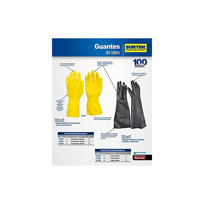 Surtek 137395 Guantes de Látex Domésticos, Mediana