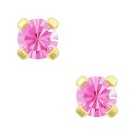 Studex Tiny Tips 3mm Pink Cubic Zirconia CZ Gold Plated Childrens Hypo-allergenic Stud Earrings