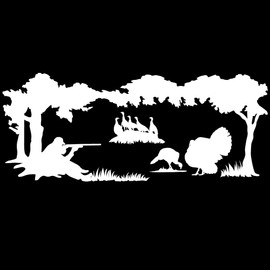 Express Yourself Taking a Trophy Tom Turkey Wall Decal (White - Reverse Facing - 4XL) - Upland Game Bird Collection