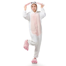 Ultra Soft Plush Pink Easter Bunny Costume Cosplay Sleepsuit XL