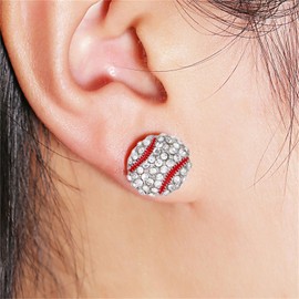 RLHRNDE Classic American Football Earrings for Women Sparkly Crystal Sports Stud Earrings Fashion Basketball Baseball Soccer Jewelry Birthday Mothers Day Gifts for Sports Lovers (Baseball)