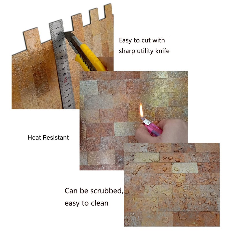 WEIMEISC 10 pcs Peel and Stick Tile Backsplash,Metal Subway Tile
