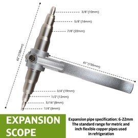 GOLDMAN SERVICE Copper Tube Manual Air Conditioner Expander - Plumbing Tool 7 Diameters: 6-22 mm (1/4" - 7/8")