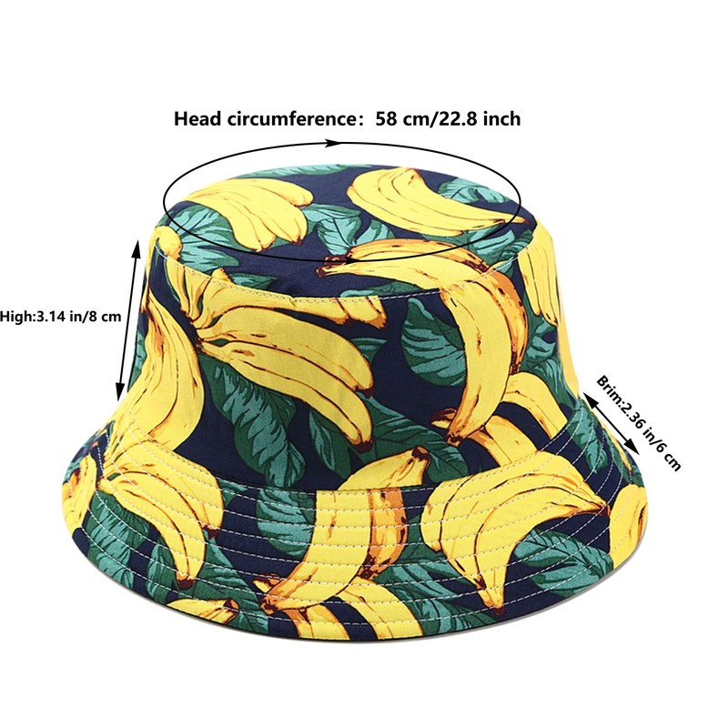 Joylife Fruit Print Bucket Hat Banana Pattern Fisherman Hats Summer