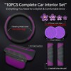 10PCS Car Interior Accessories Sets,Steering Wheel Cover, Seat Belt Cover