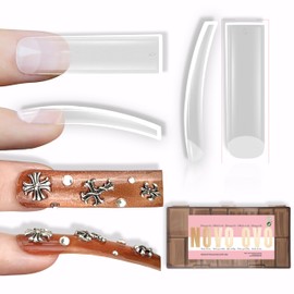 NOVO OVO XXL Shape Square Slight Curved Nail Tips, No C Curve, Square Slightly Curved Nail Tips, Extra Thick Natural Press On False Nails, Full Coverage, 15 Sizes, Pack of 240