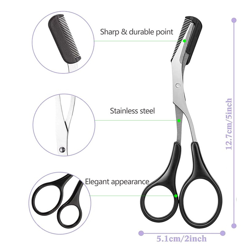 Eyebrow Scissors with Comb, KAJUDA Facial Hair Small Grooming Scissors